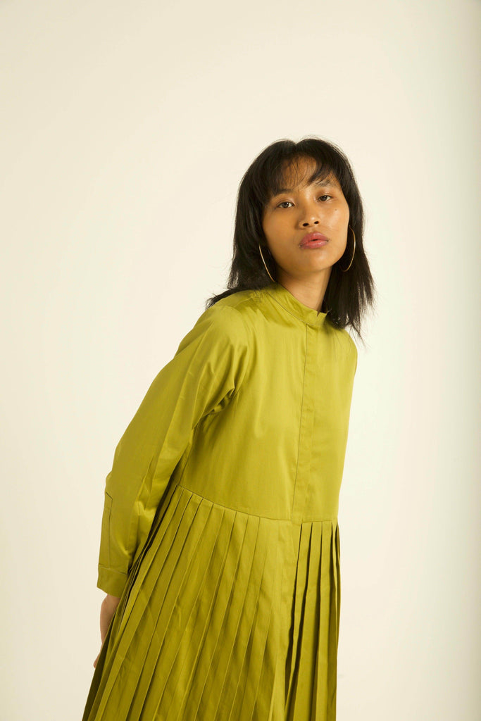 ACCORDION PLEAT SHIRT DRESS - dash and dot dash and dot