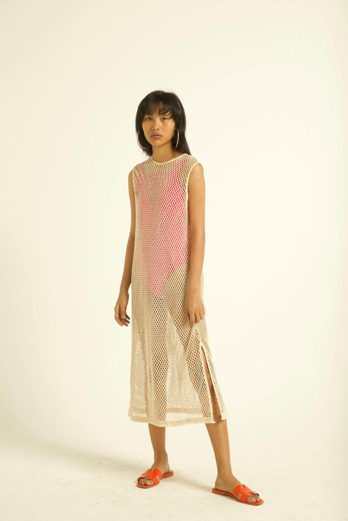 NATURAL MESH SWIM COVER-UP - dash and dot dash and dot