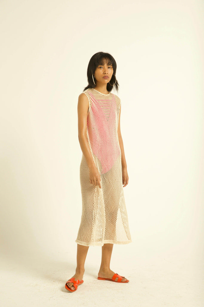 NATURAL MESH SWIM COVER-UP - dash and dot dash and dot