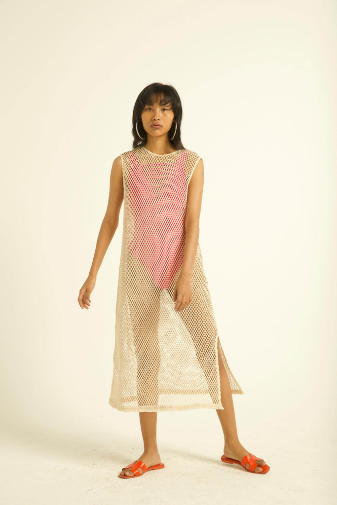 NATURAL MESH SWIM COVER-UP - dash and dot dash and dot