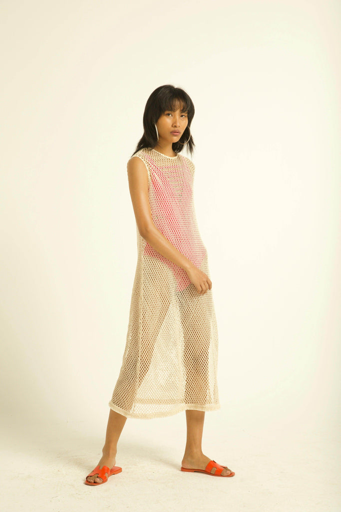 NATURAL MESH SWIM COVER-UP - dash and dot dash and dot