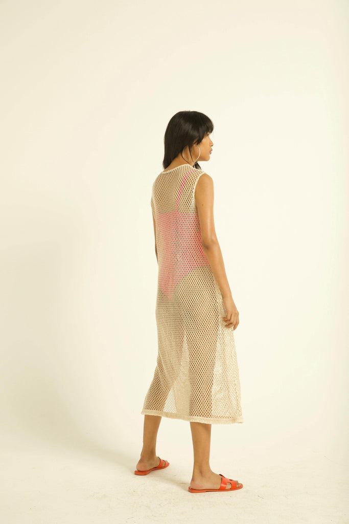 NATURAL MESH SWIM COVER-UP - dash and dot dash and dot