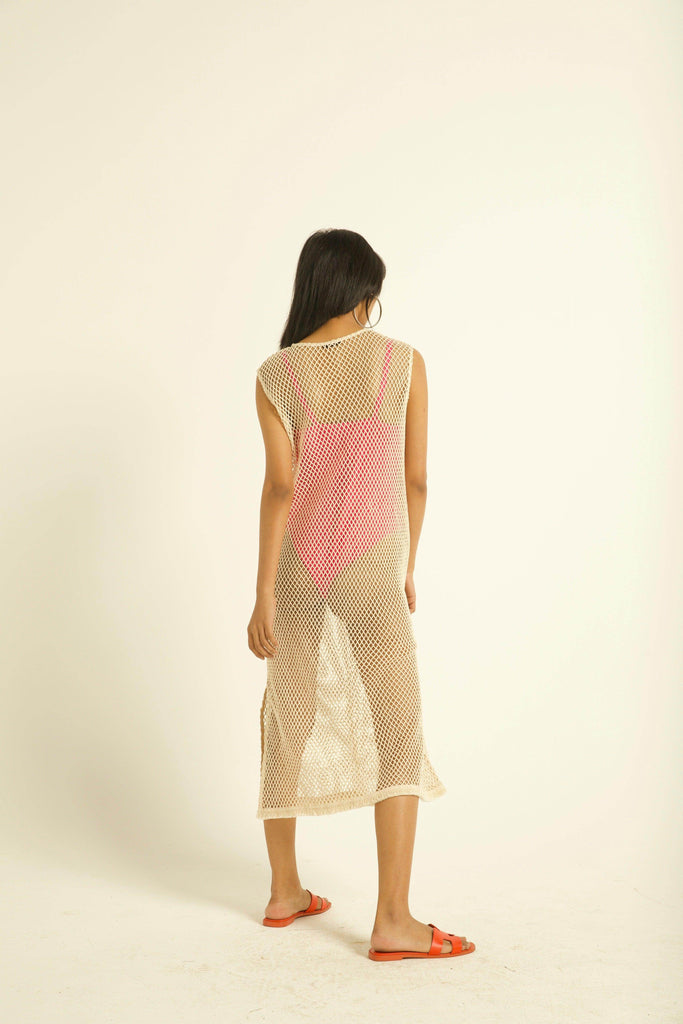 NATURAL MESH SWIM COVER-UP - dash and dot dash and dot