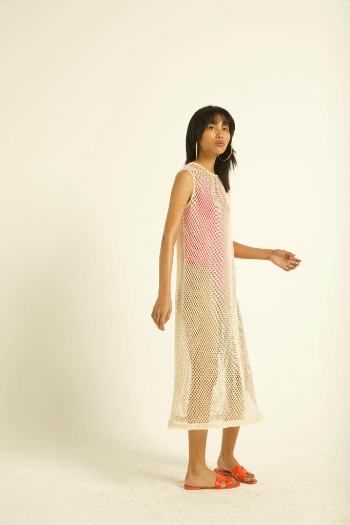 NATURAL MESH SWIM COVER-UP - dash and dot dash and dot