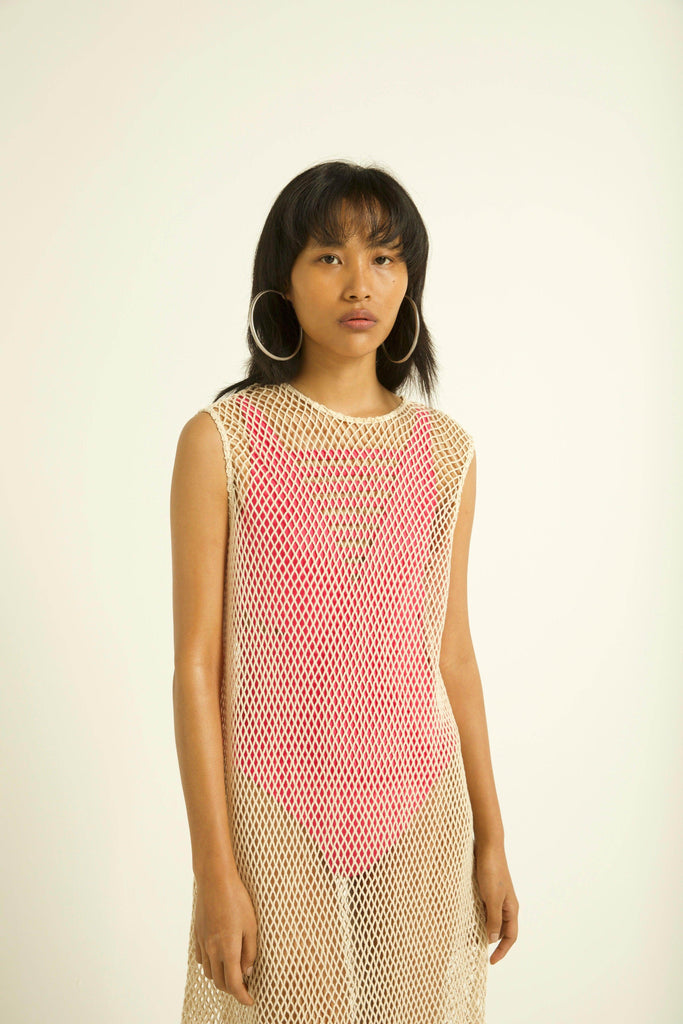 NATURAL MESH SWIM COVER-UP - dash and dot dash and dot