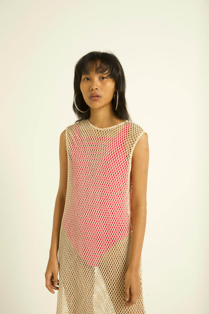 NATURAL MESH SWIM COVER-UP - dash and dot dash and dot