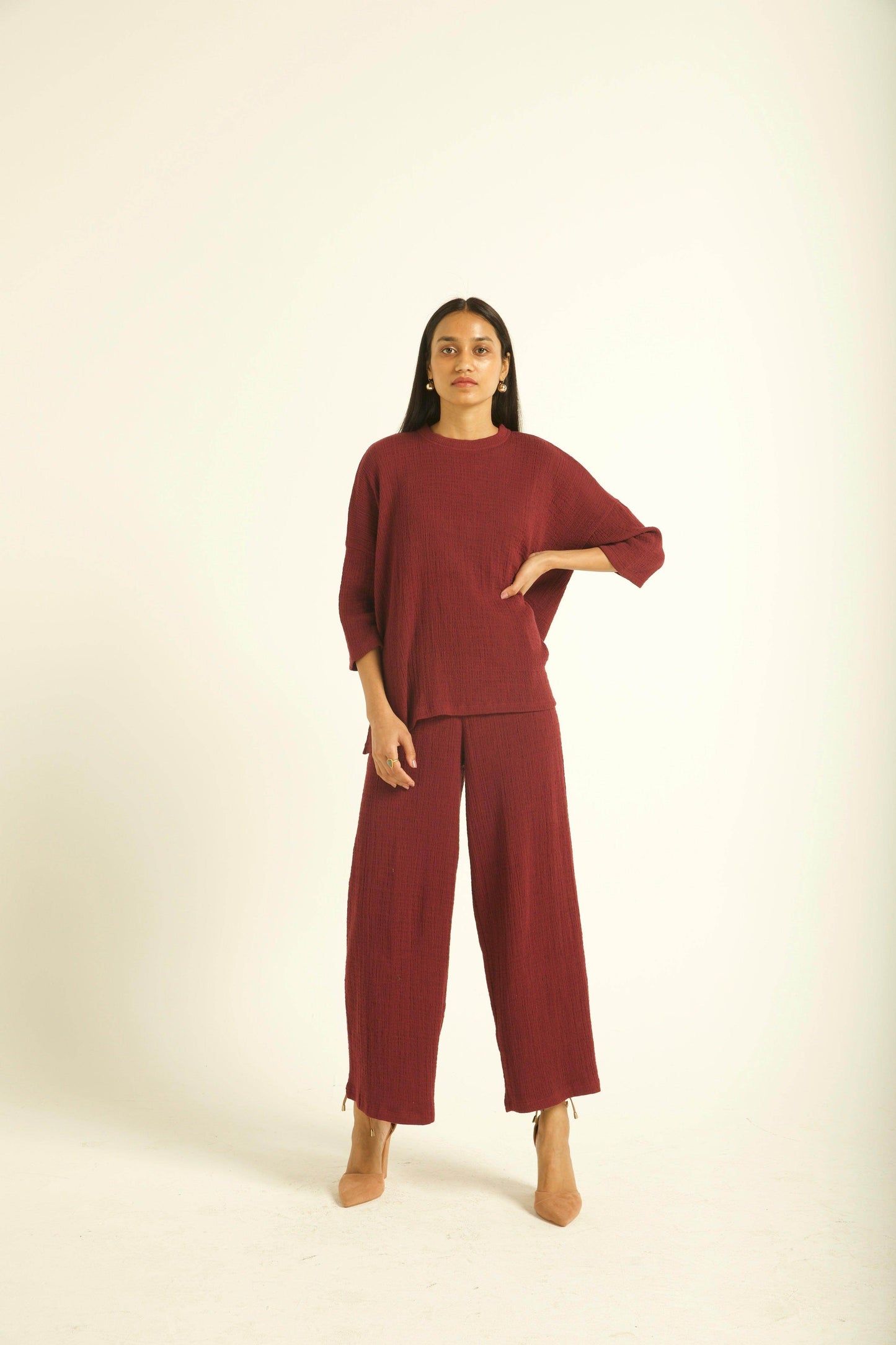 PLUM CRINKLE COTTON SET - dash and dot