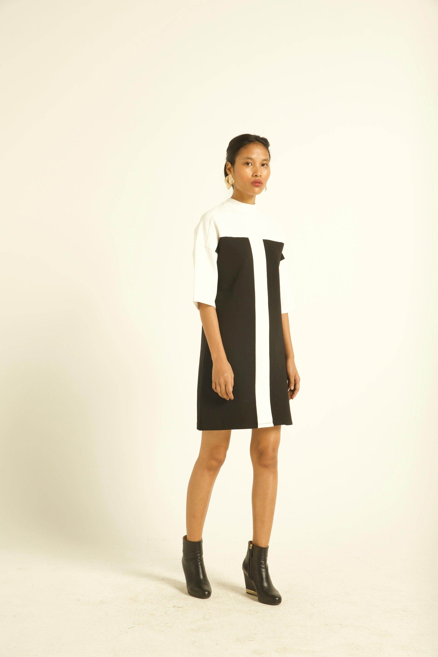 COLOUR BLOCK HIGH NECK DRESS - dash and dot