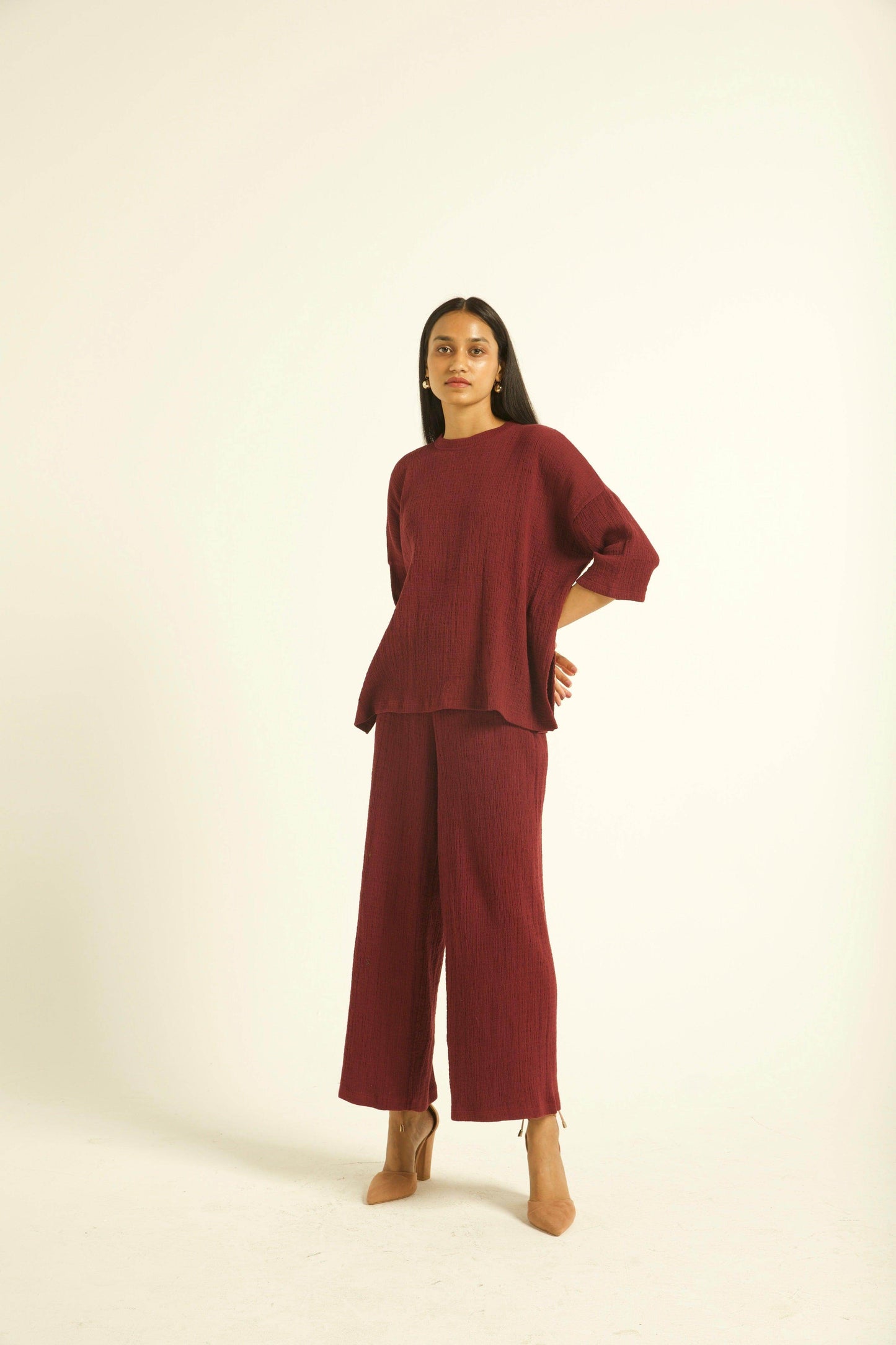 PLUM CRINKLE COTTON SET - dash and dot
