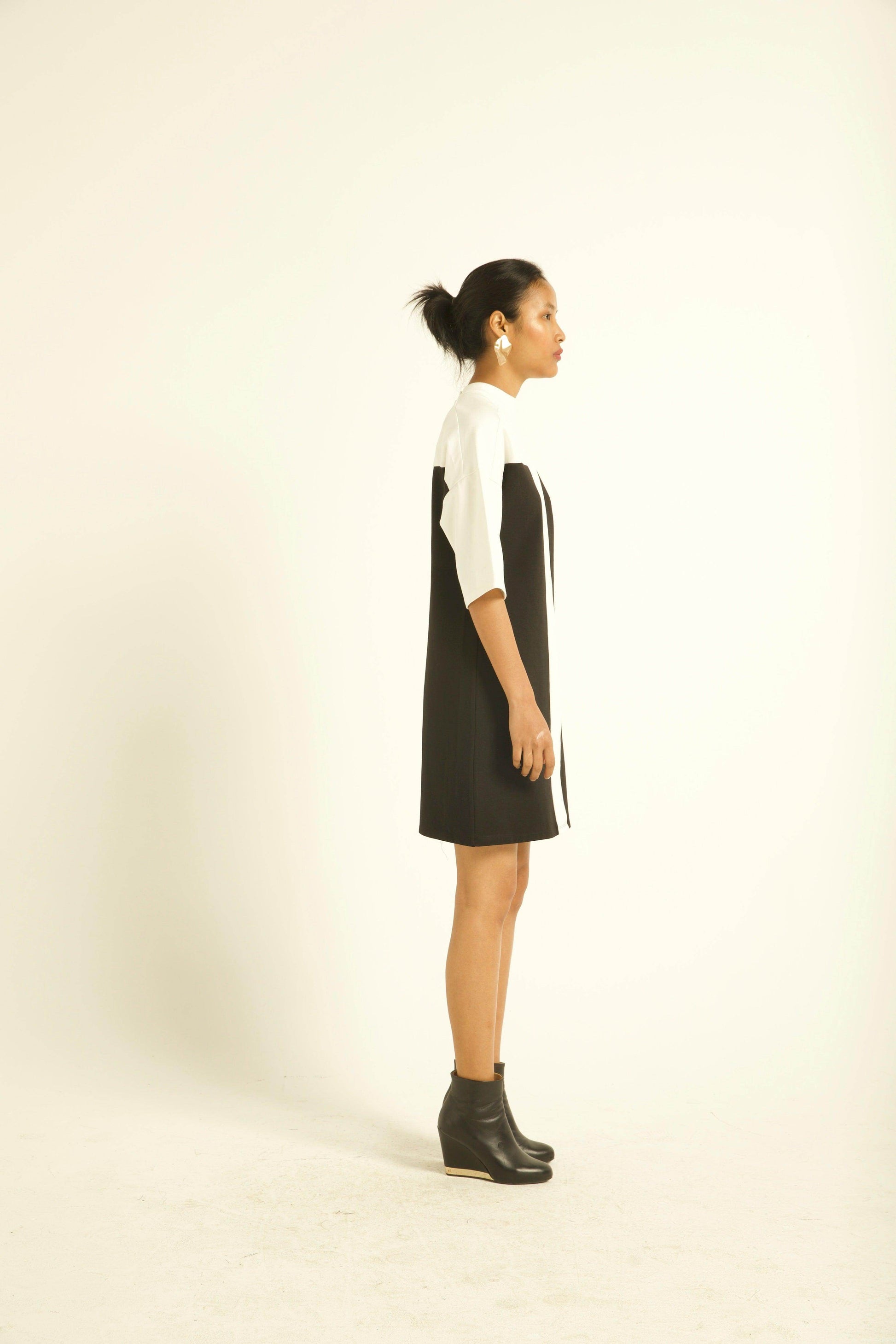COLOUR BLOCK HIGH NECK DRESS - dash and dot