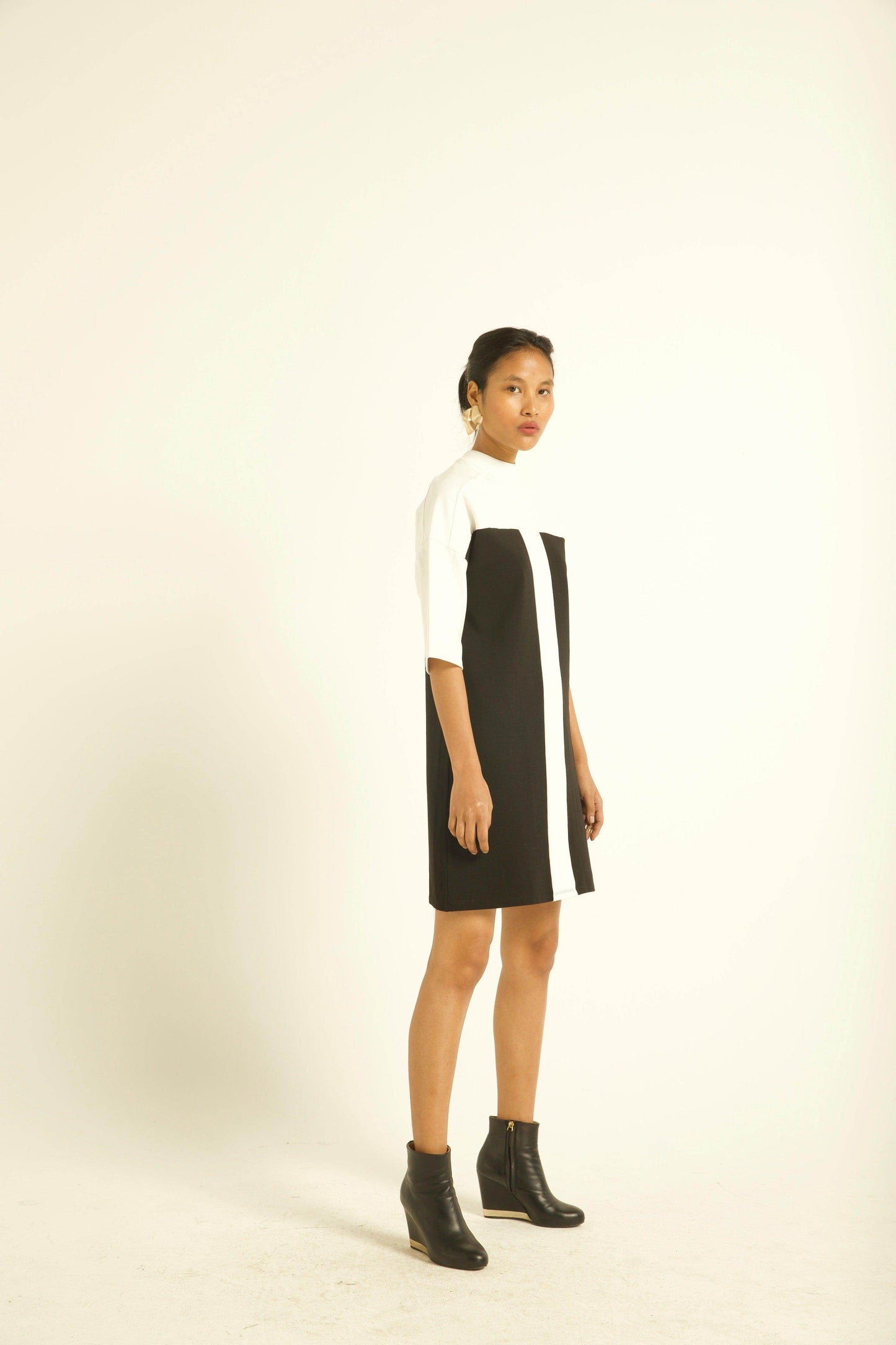 COLOUR BLOCK HIGH NECK DRESS - dash and dot