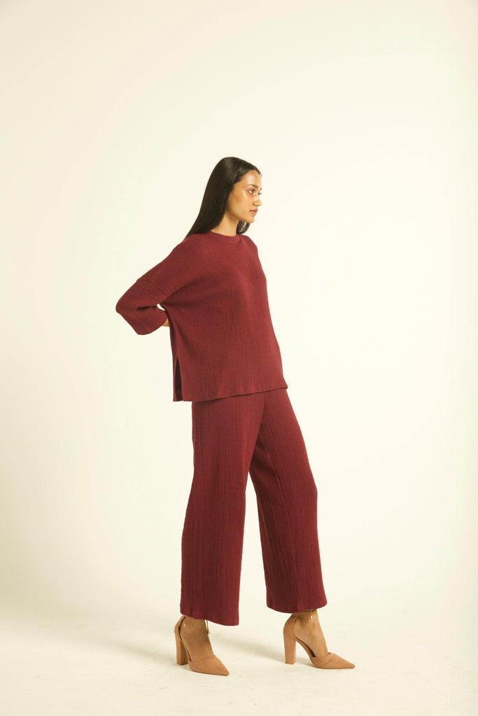 PLUM CRINKLE COTTON SET - dash and dot dash and dot