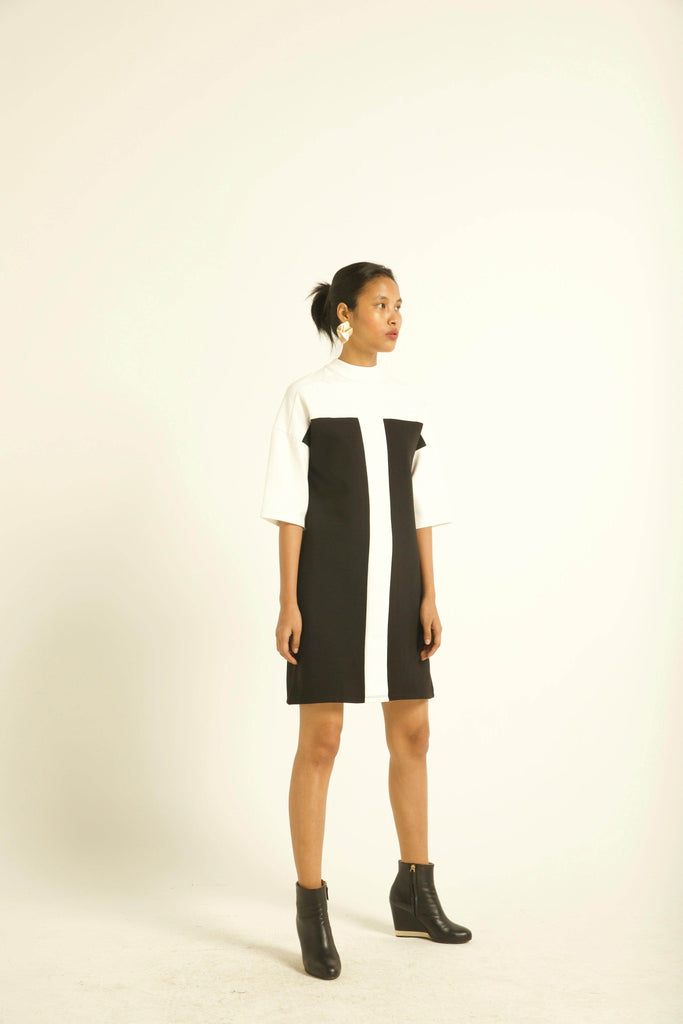 COLOUR BLOCK HIGH NECK DRESS - dash and dot dash and dot