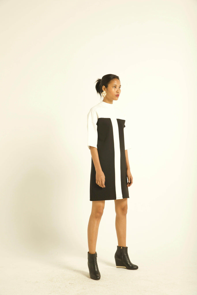COLOUR BLOCK HIGH NECK DRESS - dash and dot dash and dot