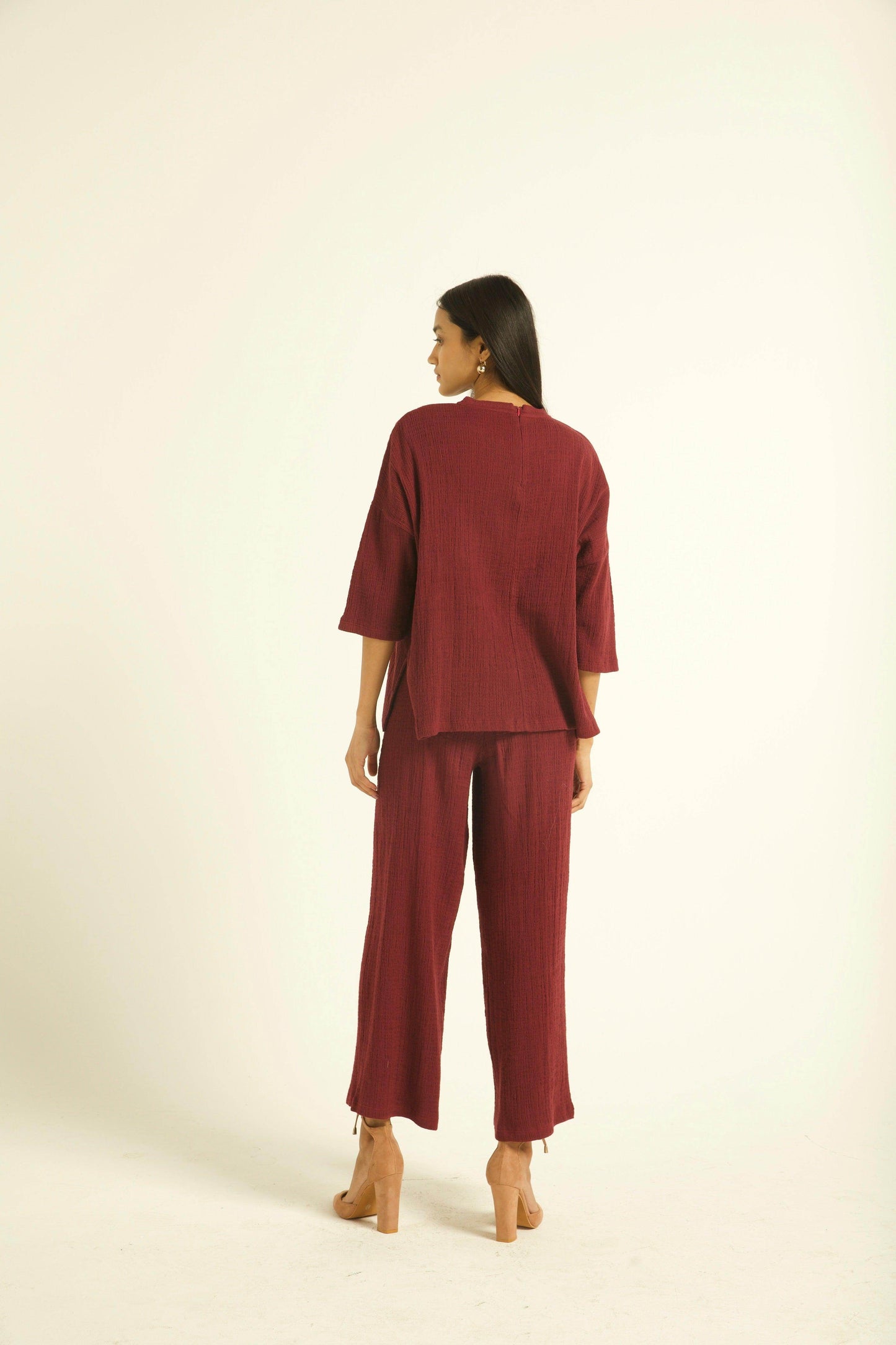 PLUM CRINKLE COTTON SET - dash and dot