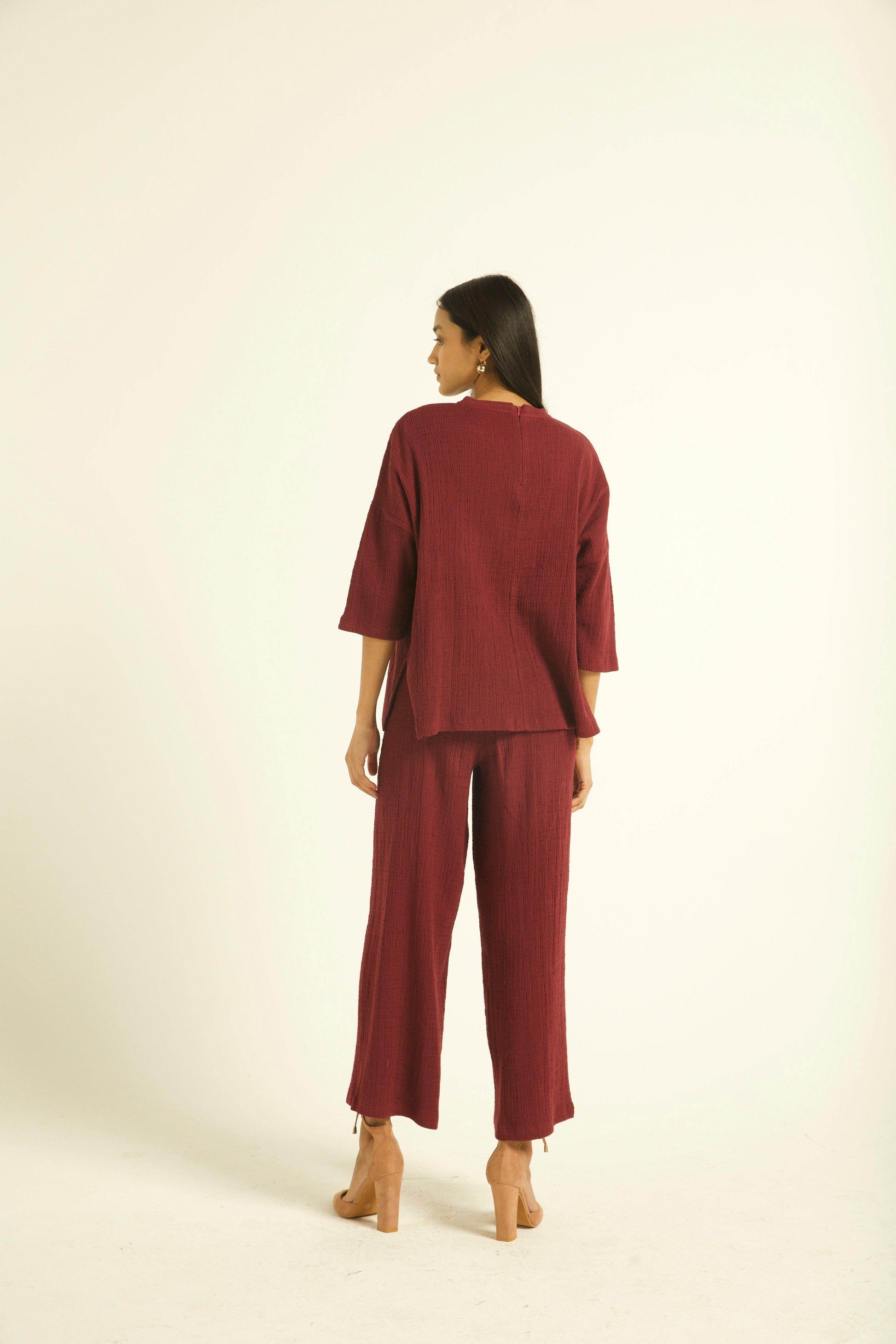 PLUM CRINKLE COTTON SET - dash and dot