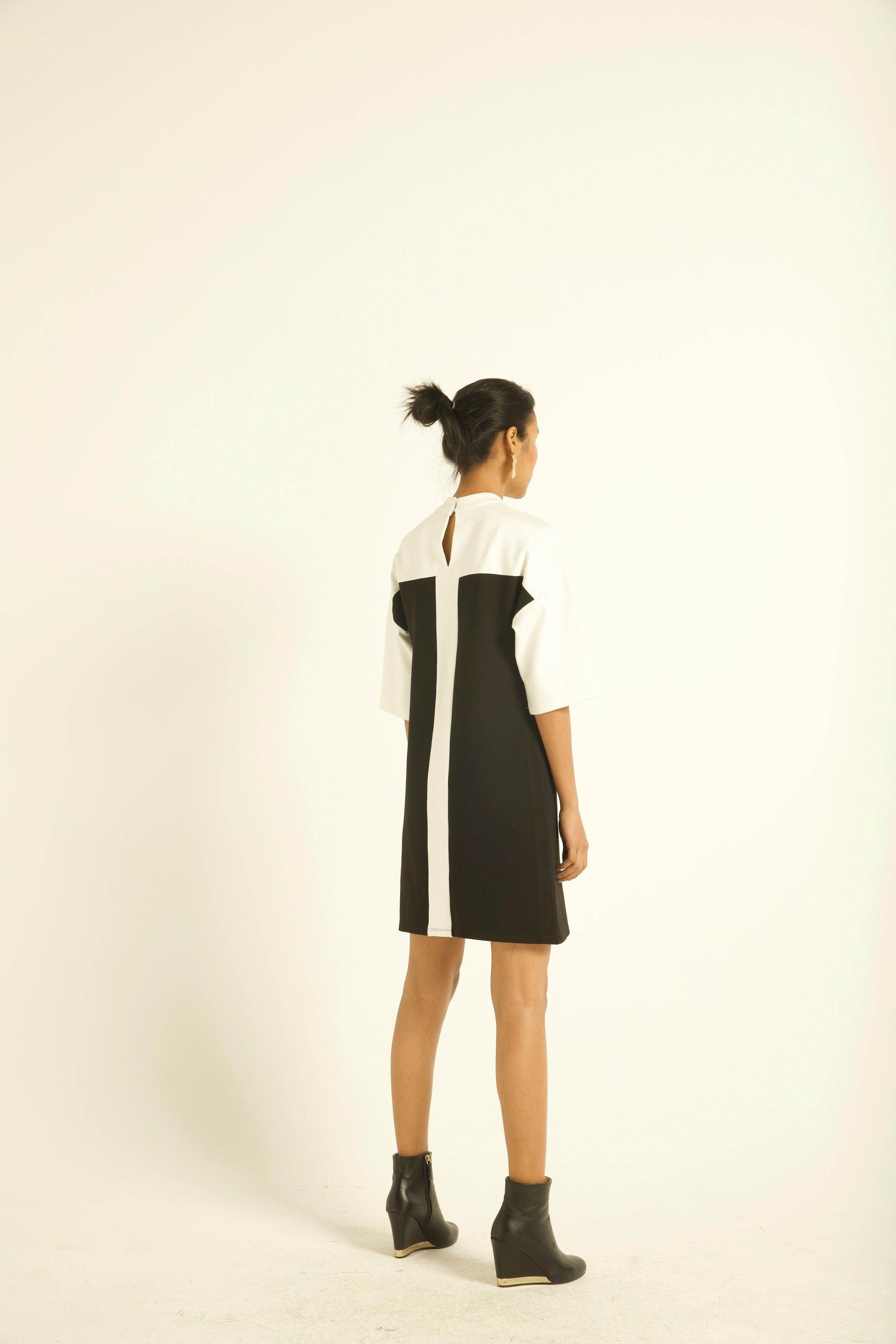 COLOUR BLOCK HIGH NECK DRESS - dash and dot