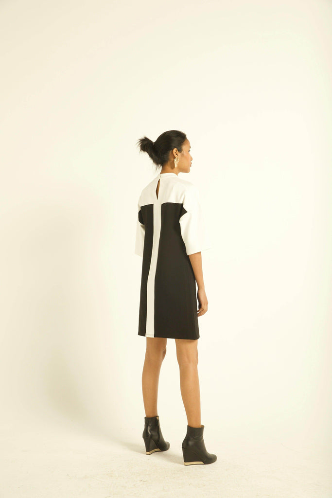 COLOUR BLOCK HIGH NECK DRESS - dash and dot dash and dot
