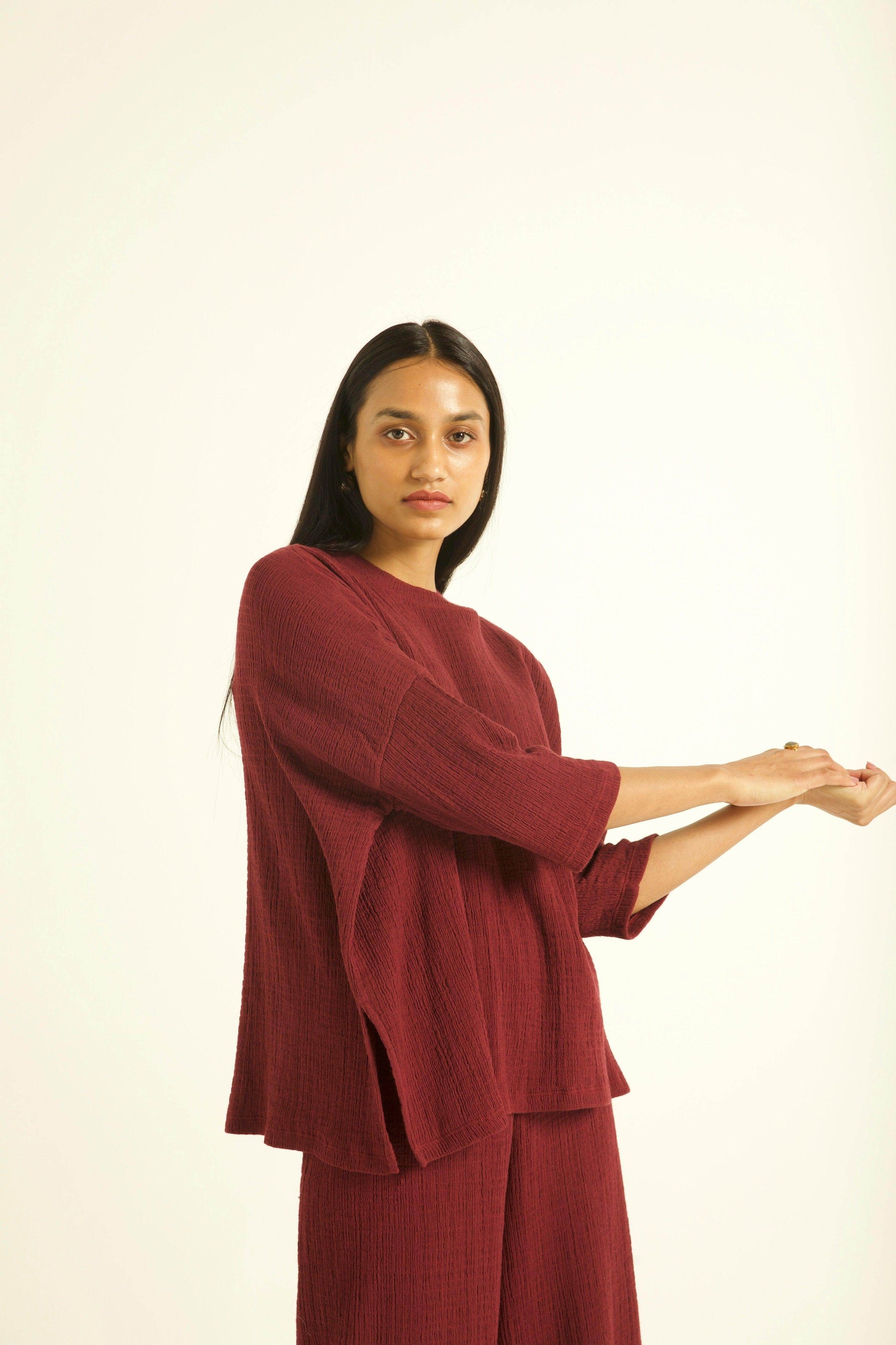 PLUM CRINKLE COTTON SET - dash and dot