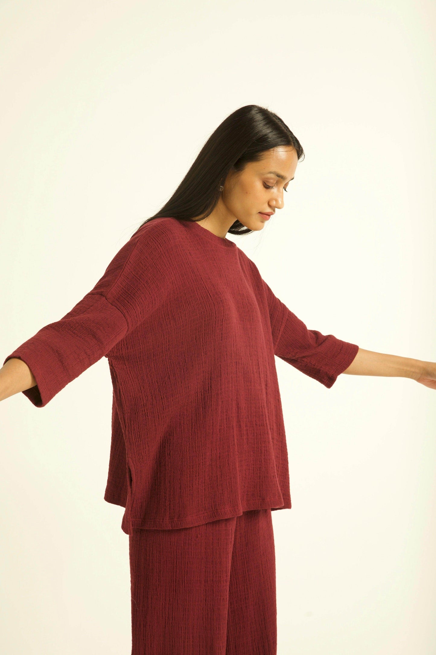 PLUM CRINKLE COTTON SET - dash and dot