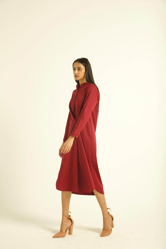 FULL-SLEEVE BUTTON PLEAT MIDI - dash and dot dash and dot