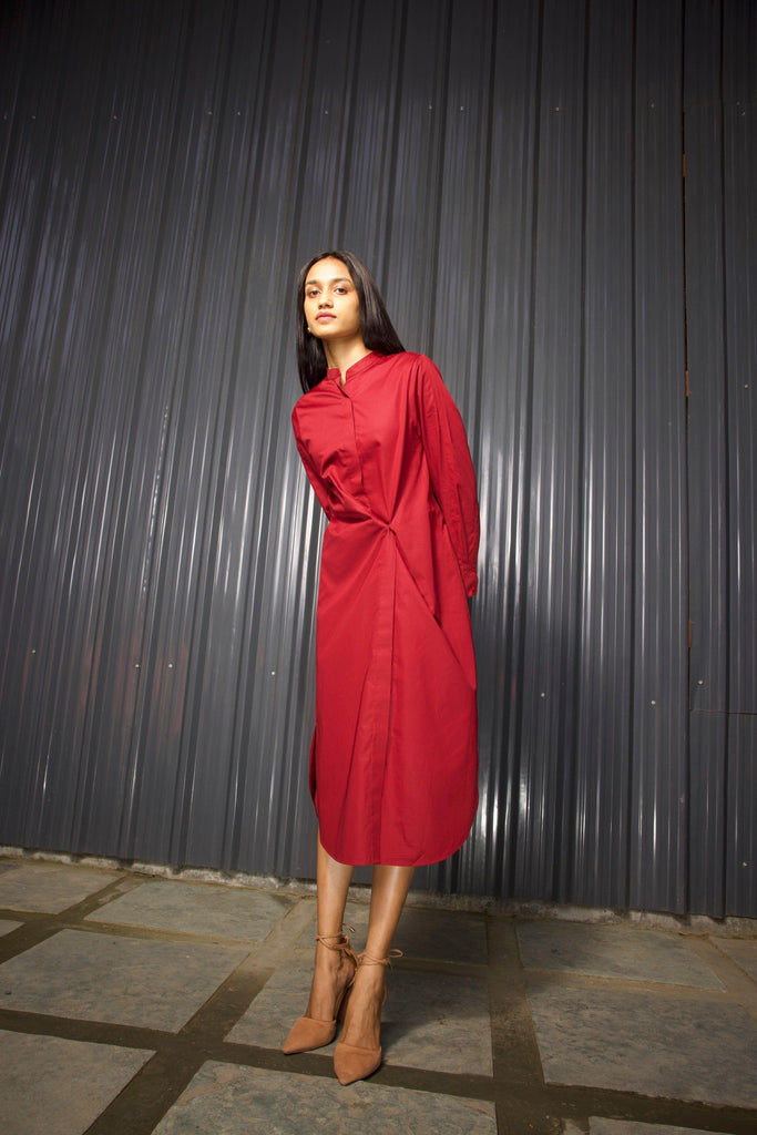 FULL-SLEEVE BUTTON PLEAT MIDI - dash and dot dash and dot