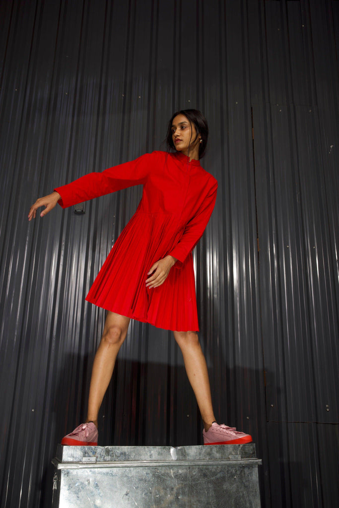 ACCORDION PLEAT SHIRT DRESS - dash and dot dash and dot