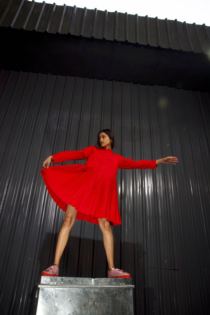 ACCORDION PLEAT SHIRT DRESS - dash and dot dash and dot