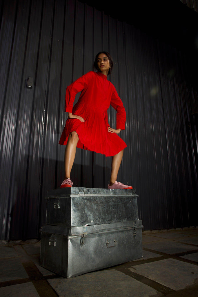 ACCORDION PLEAT SHIRT DRESS - dash and dot dash and dot