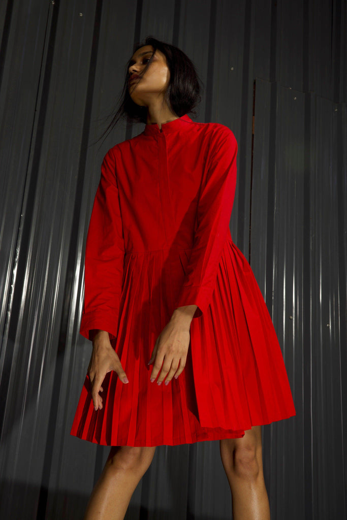 ACCORDION PLEAT SHIRT DRESS - dash and dot dash and dot