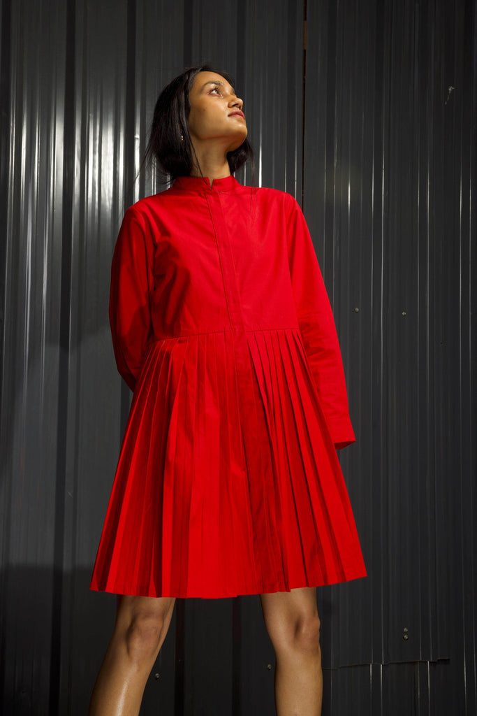 ACCORDION PLEAT SHIRT DRESS - dash and dot dash and dot