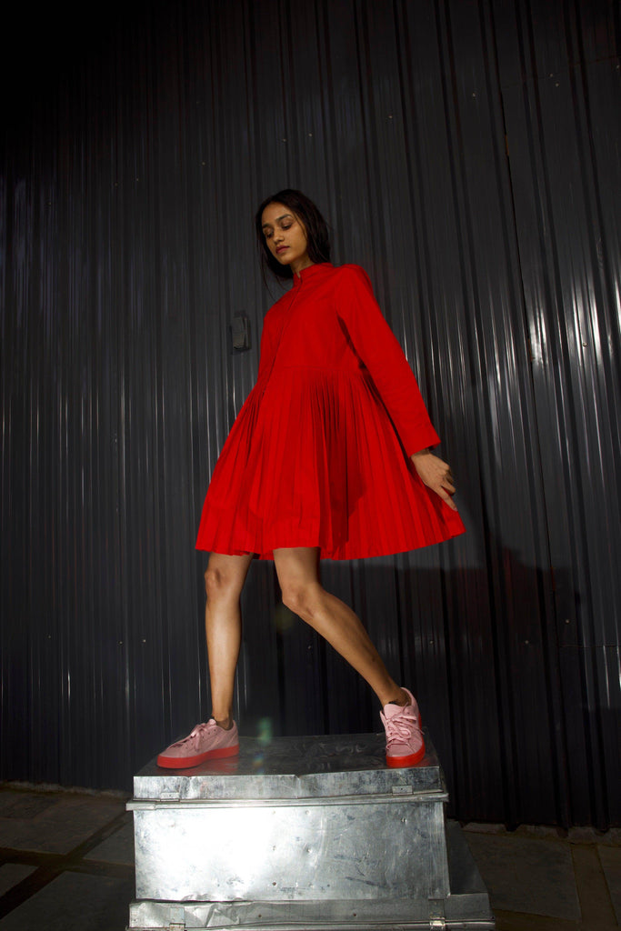 ACCORDION PLEAT SHIRT DRESS - dash and dot dash and dot