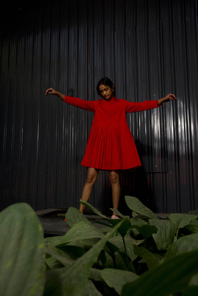 ACCORDION PLEAT SHIRT DRESS - dash and dot dash and dot