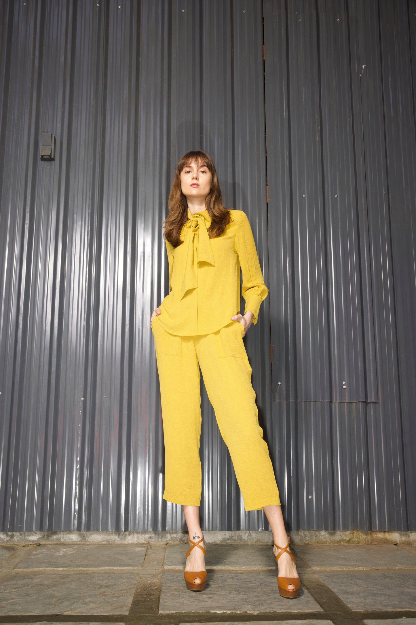 MUSTARD BOW TOP - dash and dot
