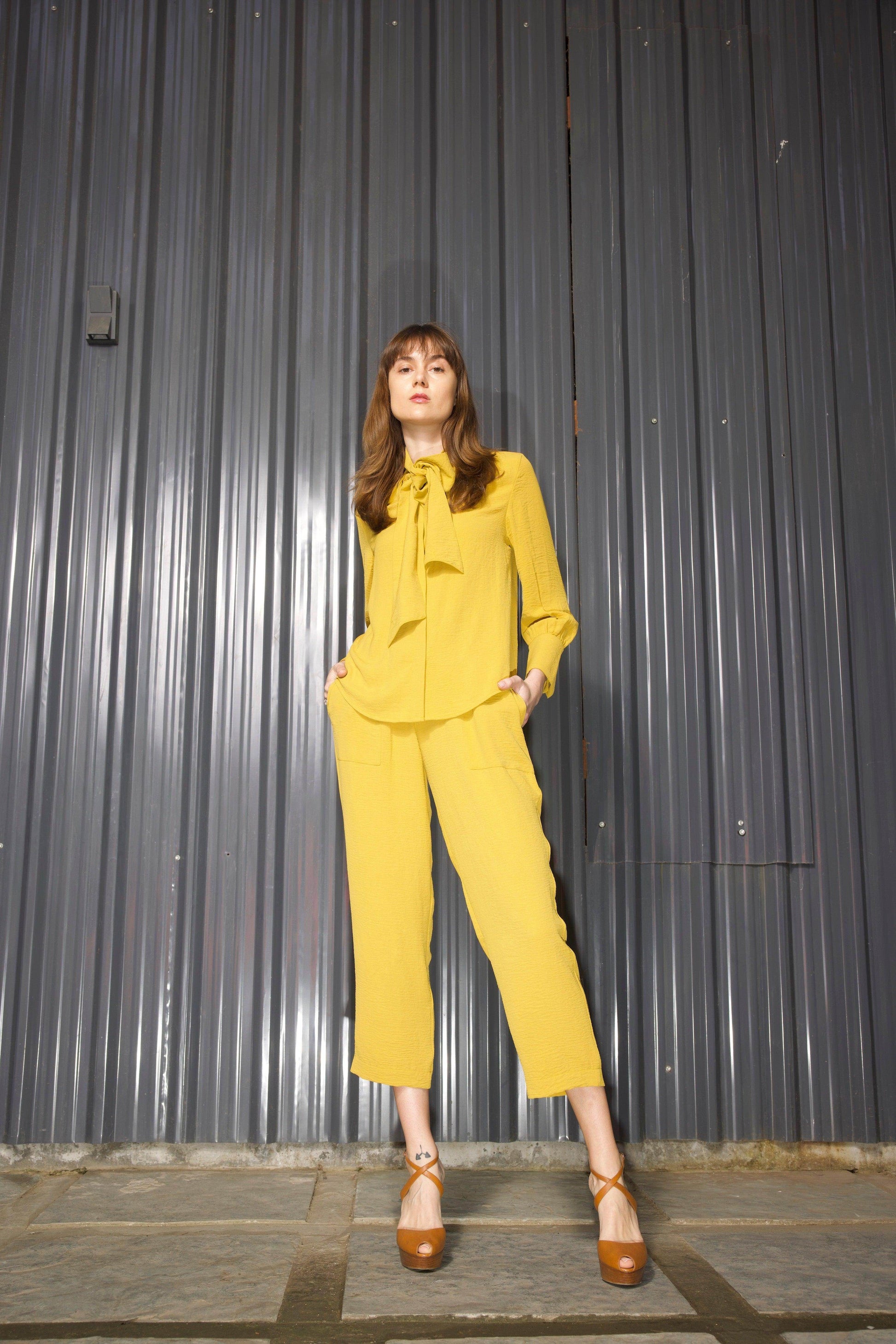 MUSTARD BOW TOP - dash and dot