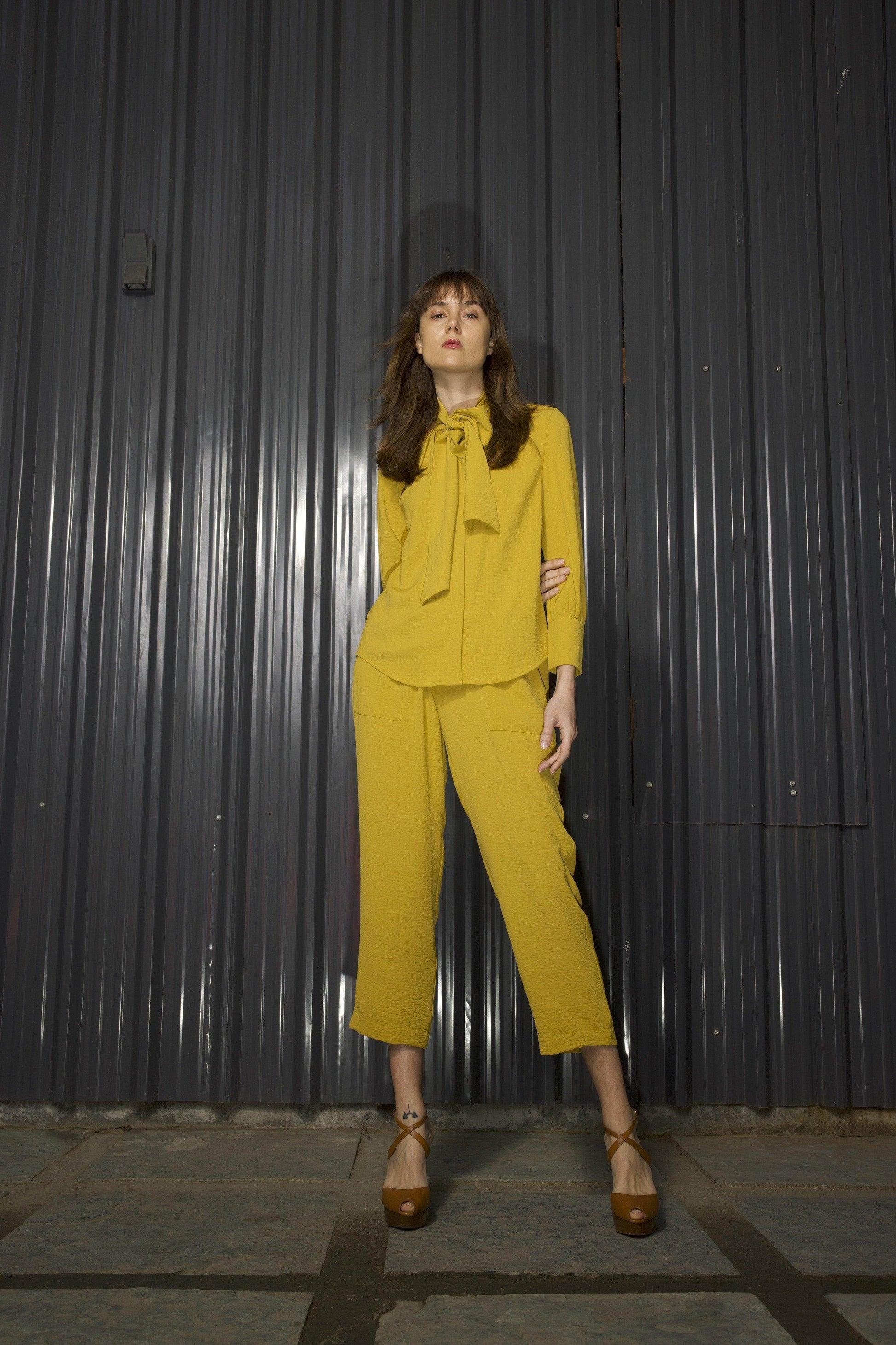 MUSTARD TAPERED PANT - dash and dot