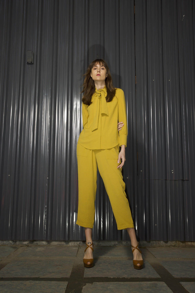 MUSTARD TAPERED PANT - dash and dot dash and dot