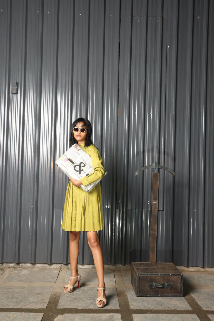 ACCORDION PLEAT SHIRT DRESS - dash and dot dash and dot