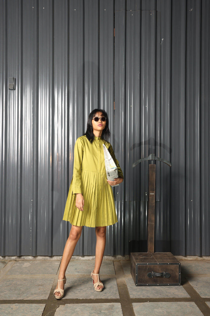 ACCORDION PLEAT SHIRT DRESS - dash and dot dash and dot