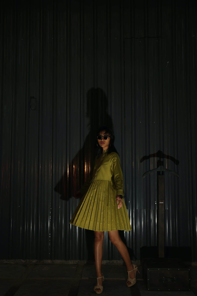 ACCORDION PLEAT SHIRT DRESS - dash and dot dash and dot