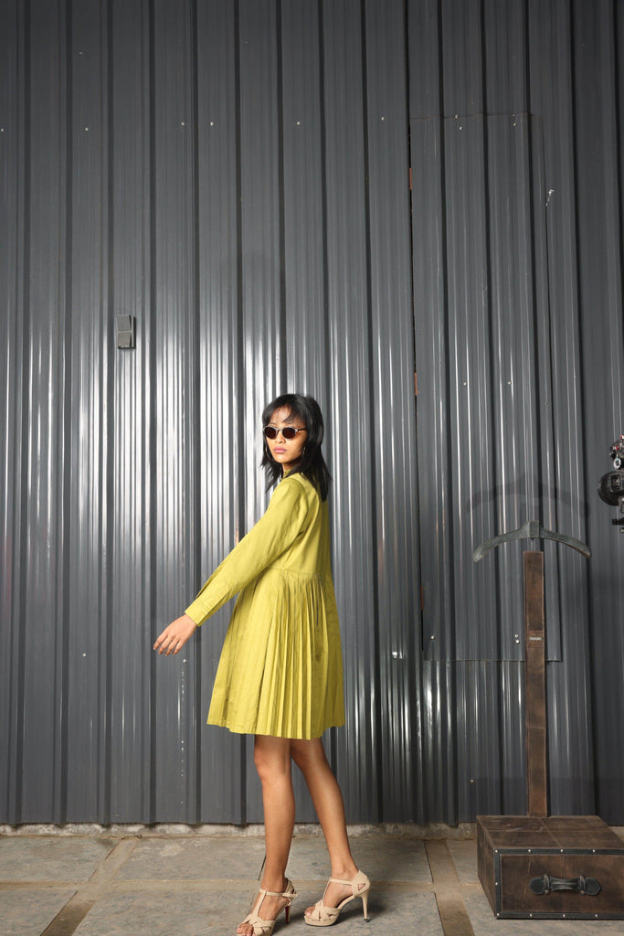 ACCORDION PLEAT SHIRT DRESS - dash and dot dash and dot