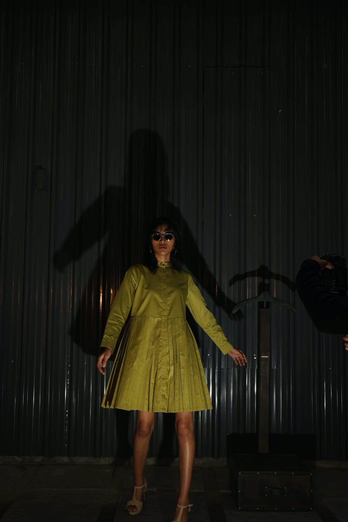 ACCORDION PLEAT SHIRT DRESS - dash and dot dash and dot