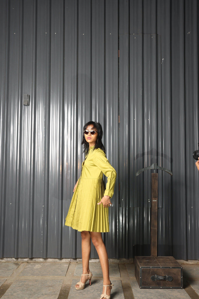 ACCORDION PLEAT SHIRT DRESS - dash and dot dash and dot