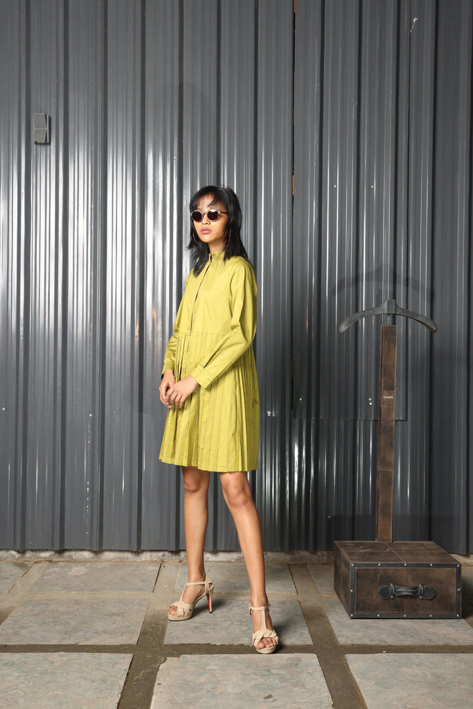 ACCORDION PLEAT SHIRT DRESS - dash and dot dash and dot