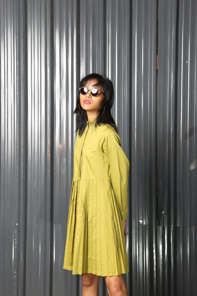 ACCORDION PLEAT SHIRT DRESS - dash and dot dash and dot