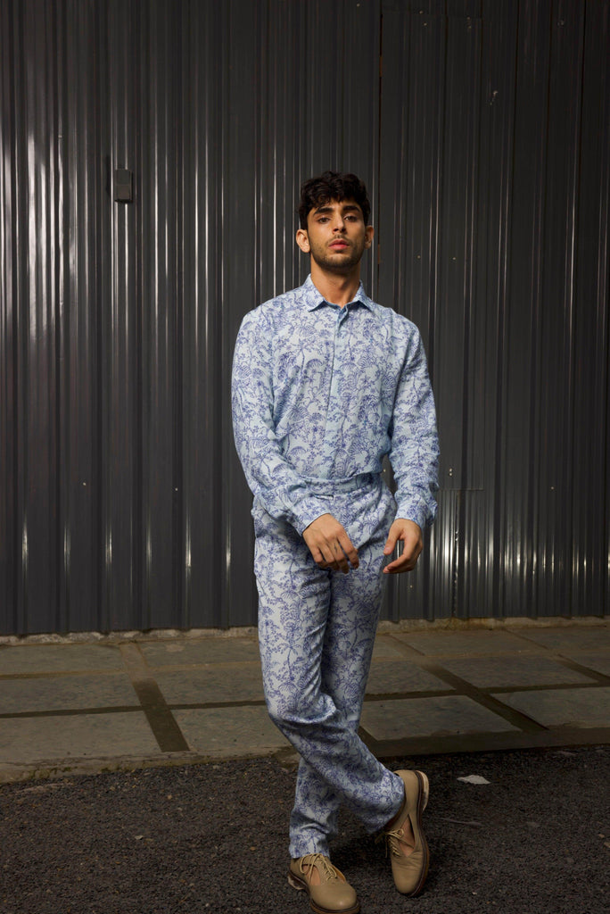 TONAL BLUE PRINTED SHIRT - dash and dot dash and dot