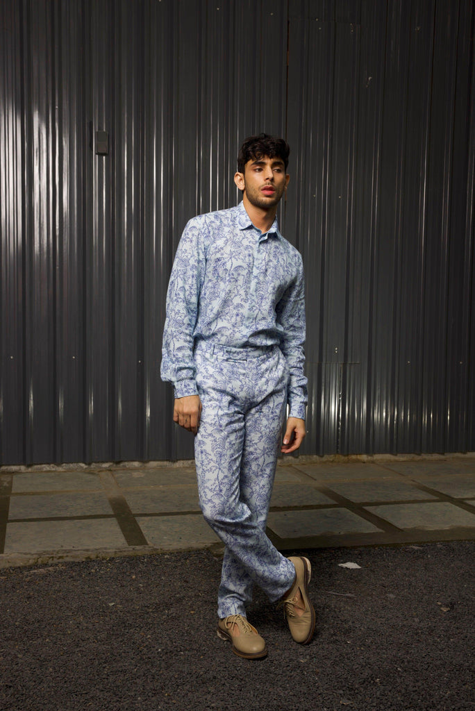 TONAL BLUE PRINTED SHIRT - dash and dot dash and dot