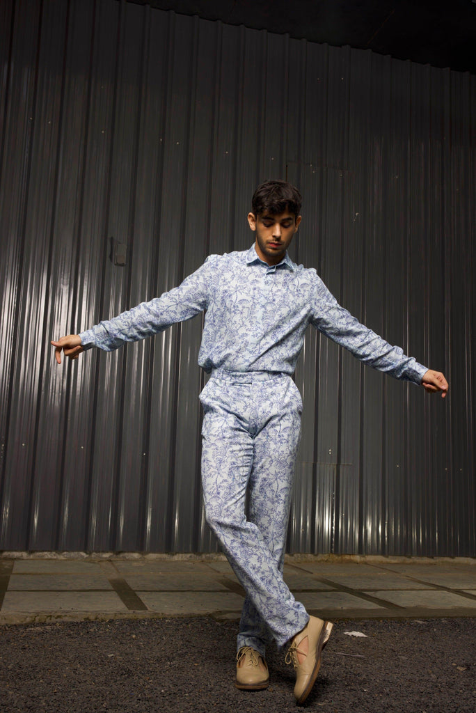 TONAL BLUE PRINTED SHIRT - dash and dot dash and dot