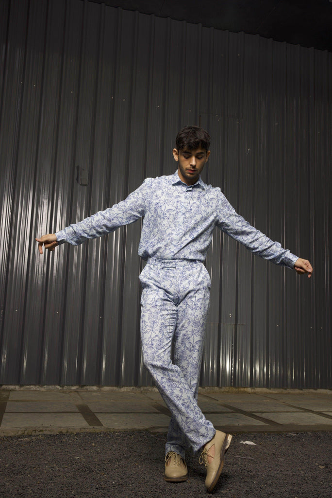 TONAL BLUE PRINTED PANT - dash and dot dash and dot