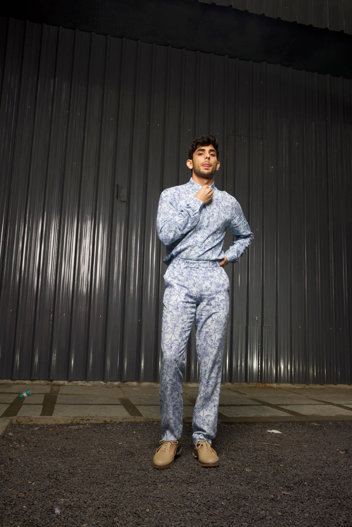 TONAL BLUE PRINTED SHIRT - dash and dot dash and dot